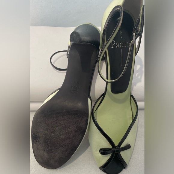 Paolo Lime Green and Black Satin Heel with Peep-toe detail, sz 8.5 - Picture 6 of 6